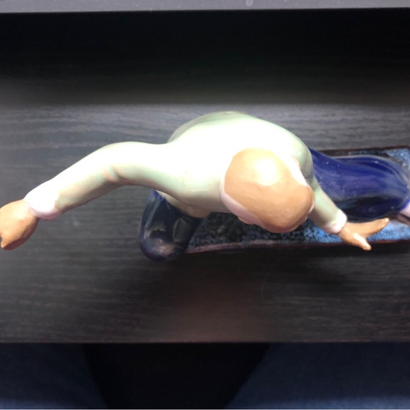 TAI CHI GLAZED CLAY FIGURINE *green tunic - Picture 2 of 5